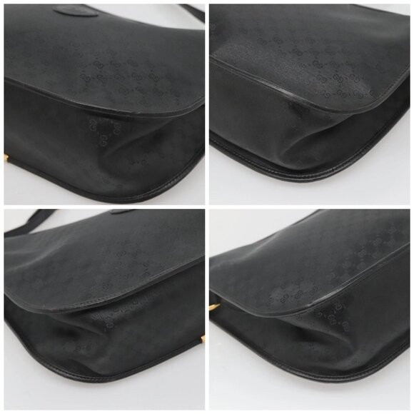 GUCCI Micro GG Supreme Shoulder Bag PVC Black Gold Auth MX332 - Picture 14 of 16